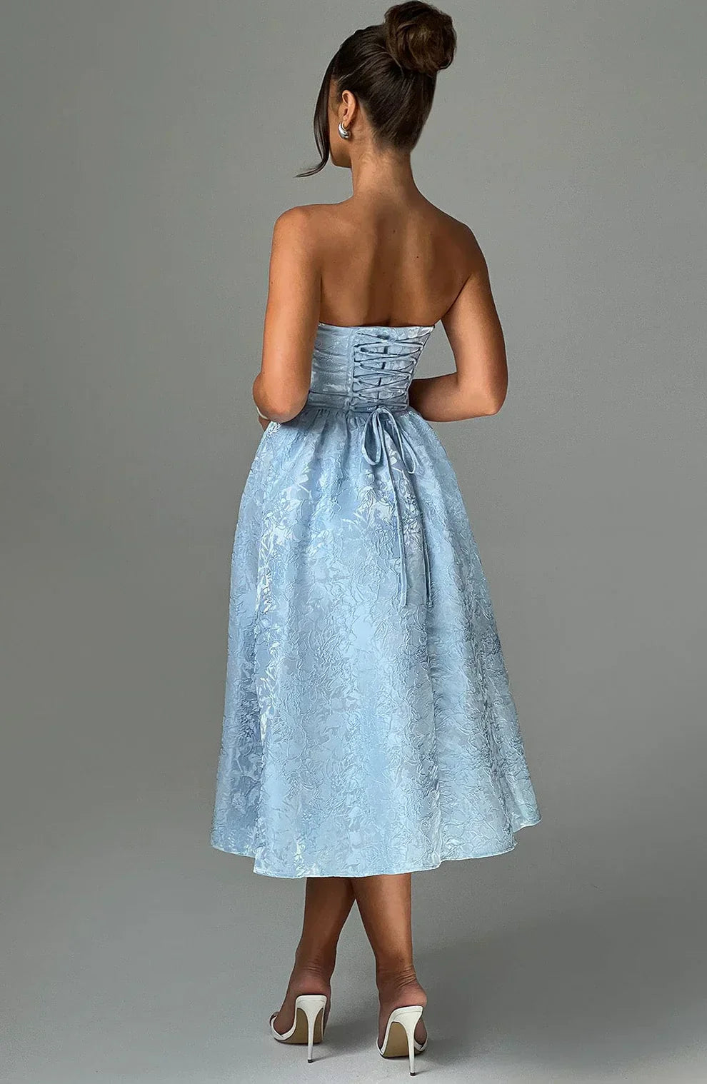 Strapless Jacquard Midi Dress