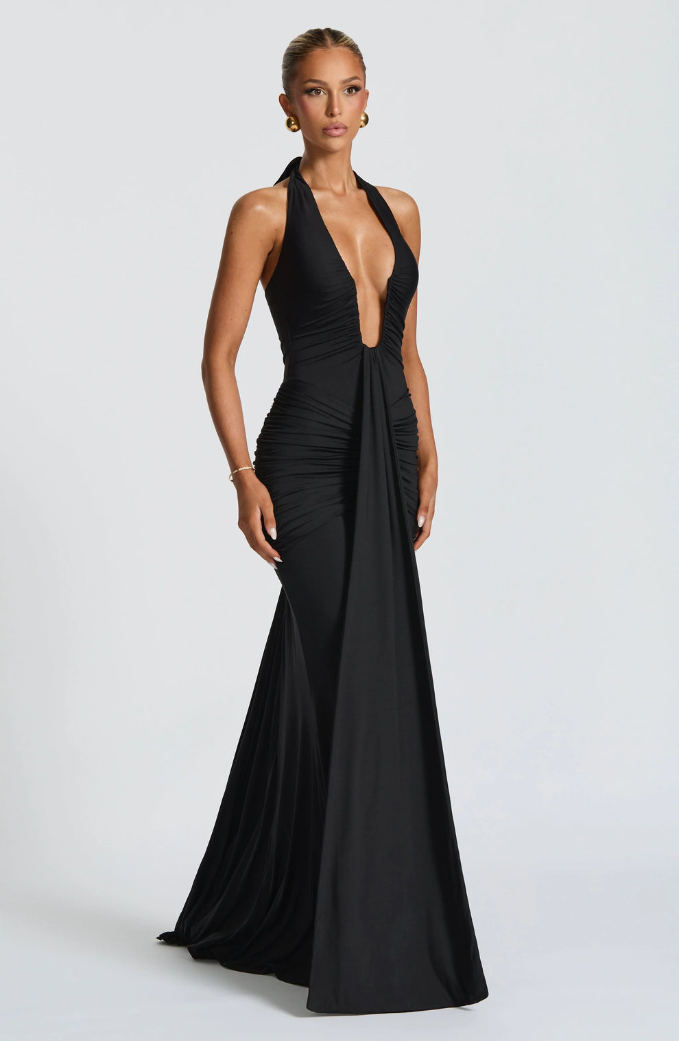 Draped Jersey Maxi Dress