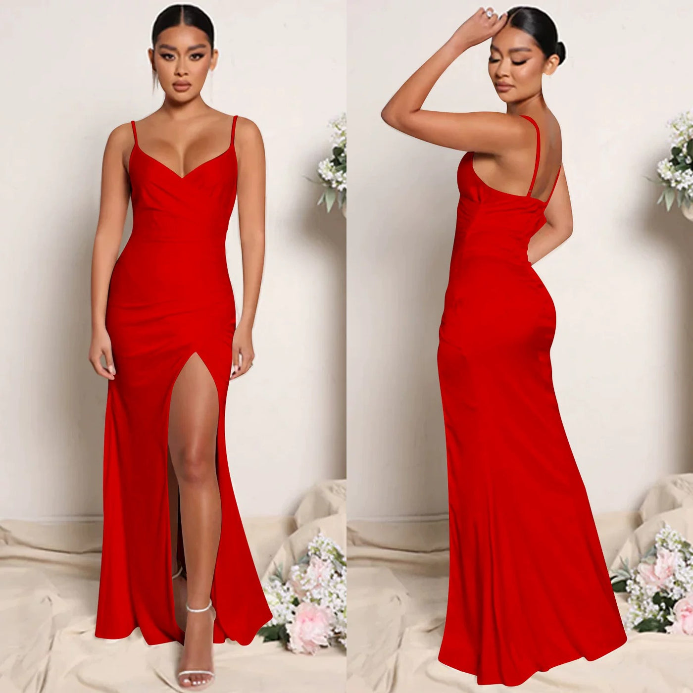 Open Leg Kleid - Rot